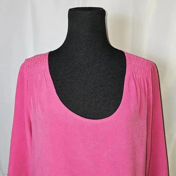 Max Studio 100% Silk Long Sleeve Pink Tunic Sz M - Picture 3 of 10